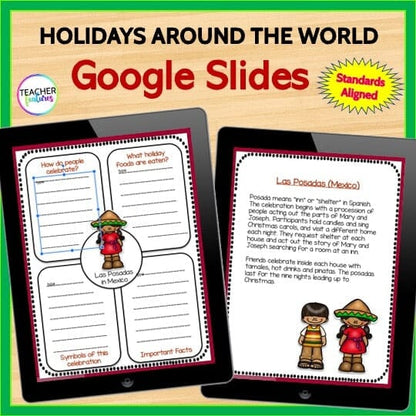 CHRISTMAS & HOLIDAYS AROUND THE WORLD December Writing Research Report GOOGLE SLIDES Digital Download Teacher Features