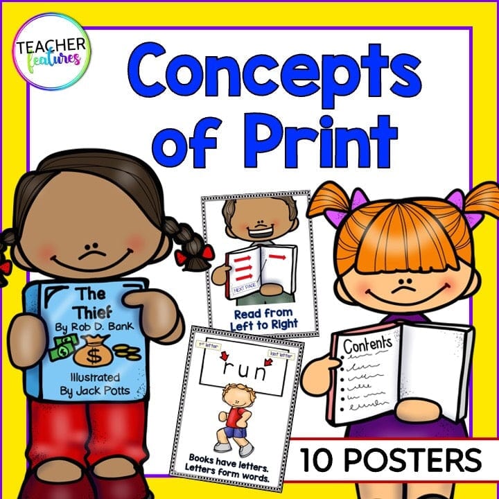 CONCEPTS of PRINT POSTERS for Kindergarten & EMERGING READERS Digital Download Teacher Features