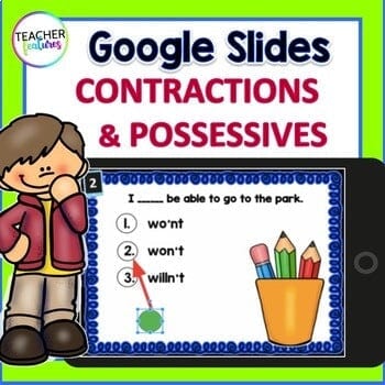 CONTRACTIONS & POSSESSIVES 2nd Grade Grammar GOOGLE SLIDES Digital Download Teacher Features