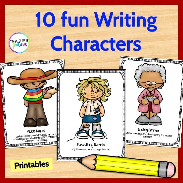 Editing & Revising WRITING Process Visual Character Posters + Editing Checklist Digital Download Teacher Features