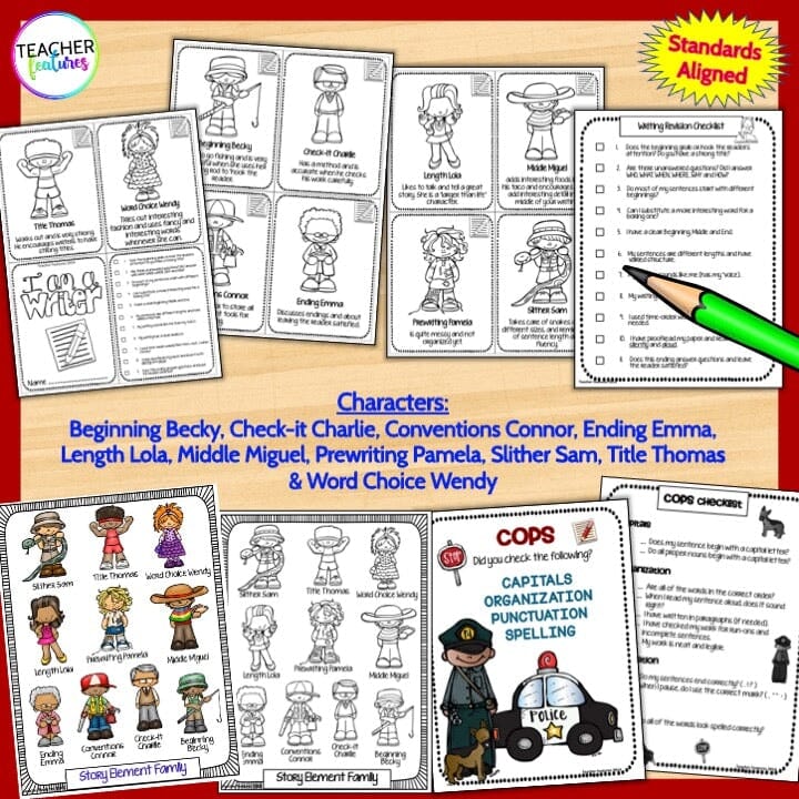 Editing & Revising WRITING Process Visual Character Posters + Editing