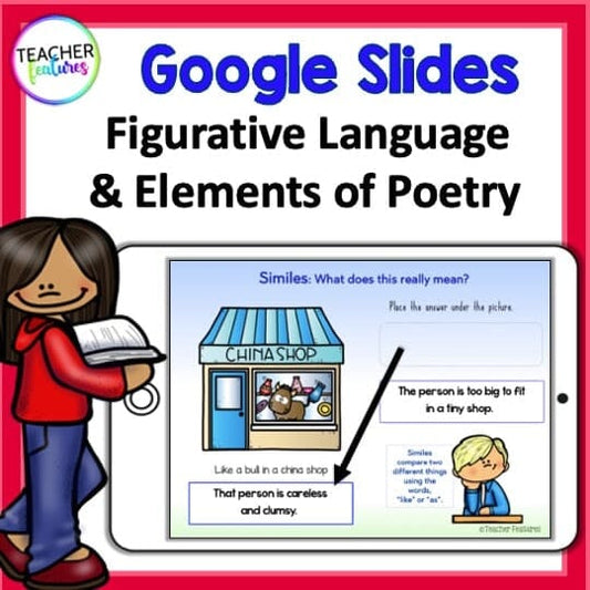 ELEMENTS of POETRY & FIGURATIVE LANGUAGE REVIEW Google Slides Digital Download Teacher Features