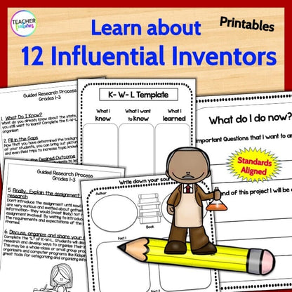FAMOUS INVENTORS Research Project Biography Writing + Posters Digital Download Teacher Features