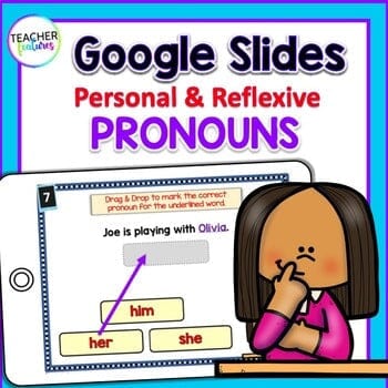 Google Slides 1st & 2nd Grade PERSONAL & REFLEXIVE PRONOUNS Digital Download Teacher Features