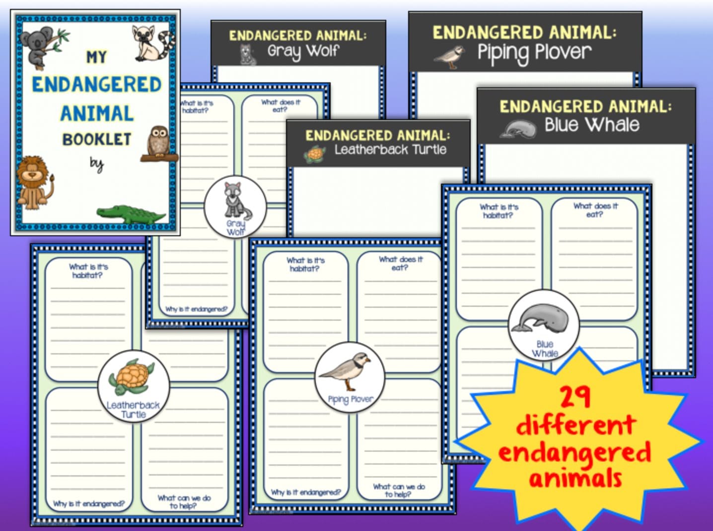 Google Slides ENDANGERED ANIMAL REPORTS Research Writing Project Digital Download Teacher Features