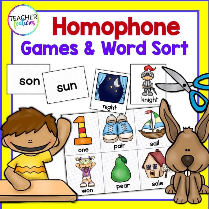 HOMOPHONES ACTIVITIES Center Games Word Sorts & Sentence Writing Digital Download Teacher Features