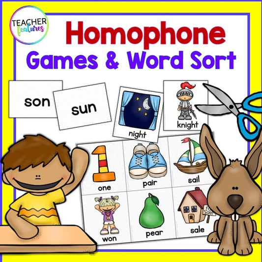 HOMOPHONES ACTIVITIES Center Games Word Sorts & Sentence Writing Digital Download Teacher Features