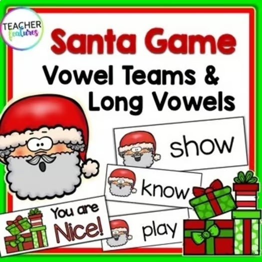 LONG VOWEL TEAMS Phonics Game CHRISTMAS WITH SANTA - Teacher Features