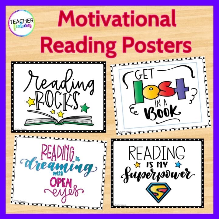 MOTIVATIONAL READING POSTERS Classroom Decor & Bulletin Boards Digital Download Teacher Features