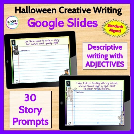 October Writing HALLOWEEN STORY PROMPTS 2ND & 3RD GRADE Google Slides Digital Download Teacher Features
