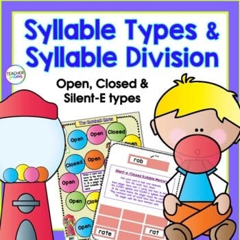 Open & Closed + Silent e SYLLABLE TYPES & SYLLABLE DIVISION GAMES- PART 1 Digital Download Teacher Features