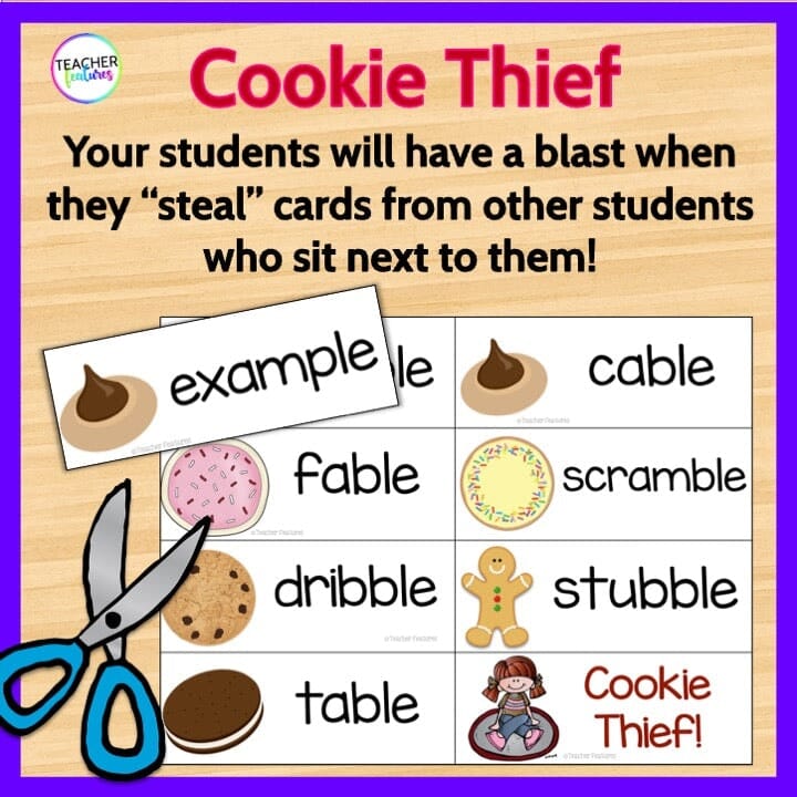 PHONICS GAME Consonant LE Cookie Thief Digital Download Teacher Features