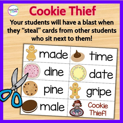 PHONICS GAME CVC Silent E and CVCE Cookie Thief Digital Download Teacher Features