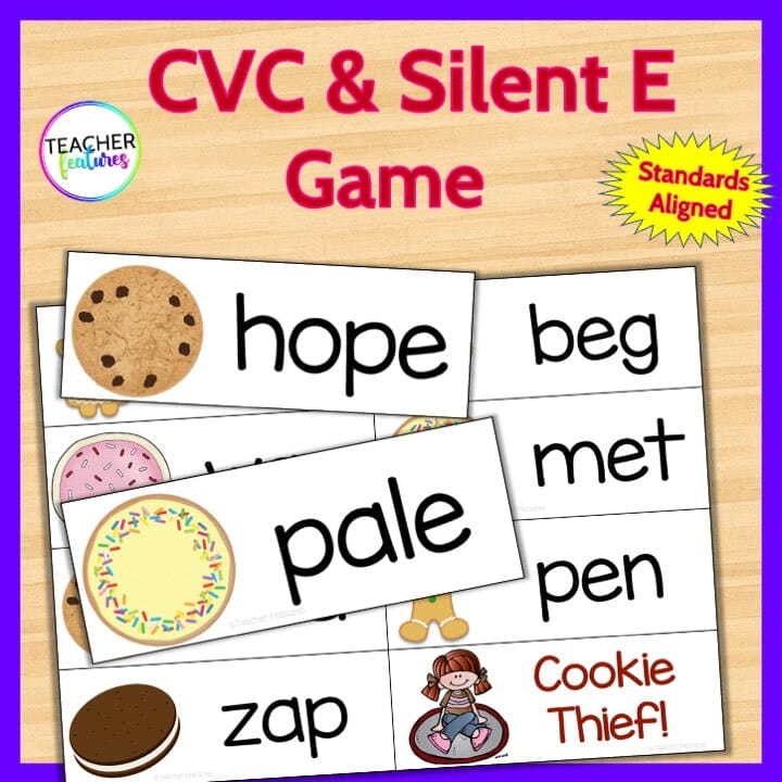 PHONICS GAME CVC Silent E and CVCE Cookie Thief Digital Download Teacher Features