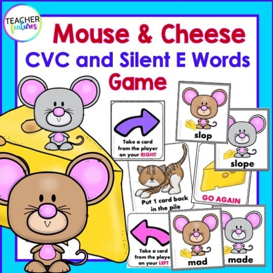 PHONICS GAME CVCE SILENT E SHORT VOWELS CVC Mouse & Cheese Digital Download Teacher Features