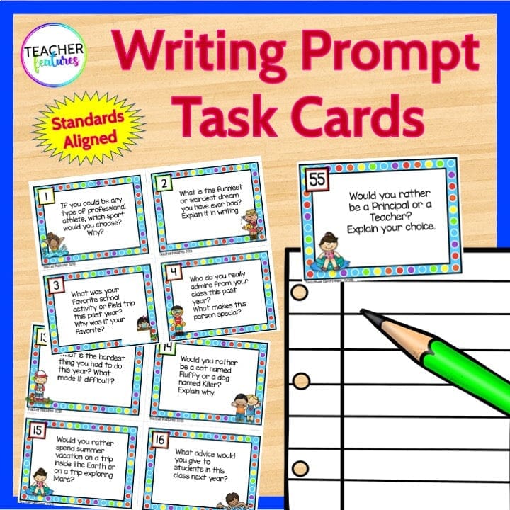 Printable WRITING PROMPTS End of Year Writing Activity Digital Download Teacher Features