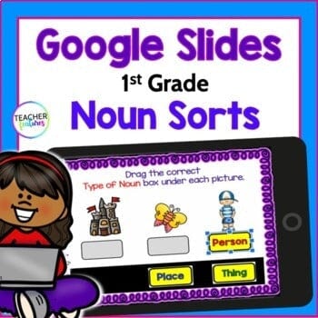 SORTING NOUNS 1st Grade GRAMMAR Google Slides Digital Download Teacher Features