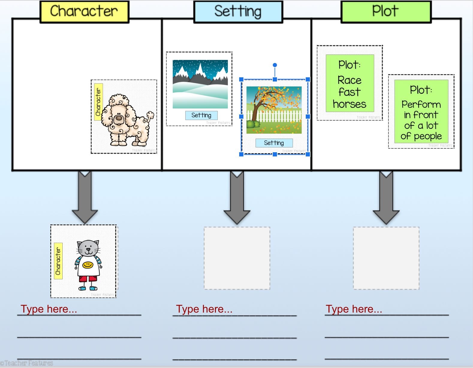 STORY ELEMENTS GRAPHIC ORGANIZERS Create-A-Story GOOGLE SLIDES Digital Download Teacher Features