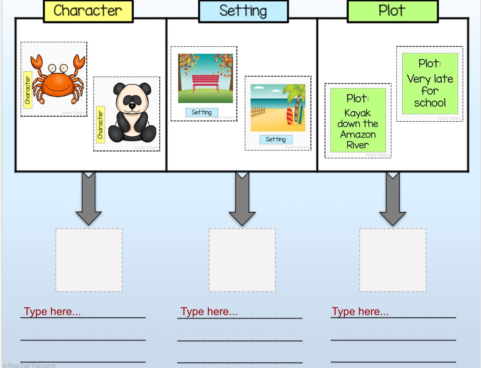 STORY ELEMENTS GRAPHIC ORGANIZERS Create-A-Story GOOGLE SLIDES Digital Download Teacher Features