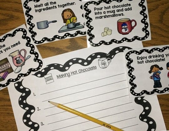 Story Retell SEQUENCING STORIES With PICTURES & SENTENCE WRITING Winter Theme Digital Download Teacher Features