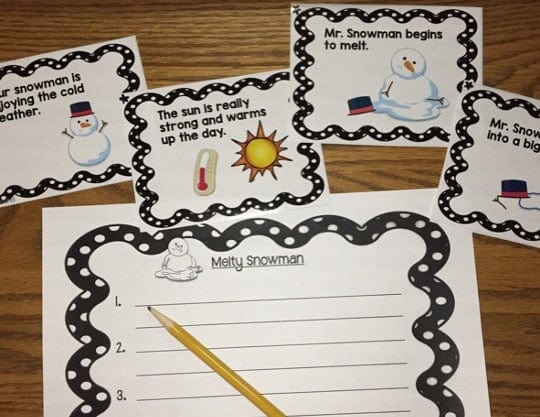 Story Retell SEQUENCING STORIES With PICTURES & SENTENCE WRITING Winter Theme Digital Download Teacher Features