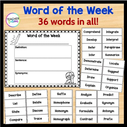 TEST PREP VOCABULARY Bookmarks & Activities VOCABULARY WORD WALL Digital Download Teacher Features