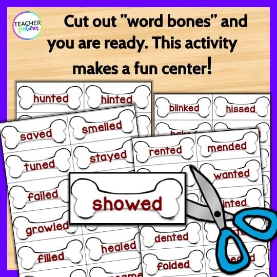 The 3 SOUNDS OF /ED/ WORD SORT Dog Themed Digital Download Teacher Features