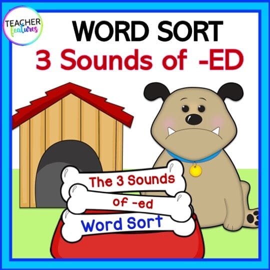 The 3 SOUNDS OF /ED/ WORD SORT Dog Themed Digital Download Teacher Features