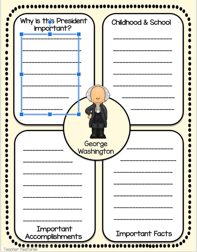 U.S. PRESIDENTS Biography Writing Project & READING PASSAGES Google Slides Digital Download Teacher Features